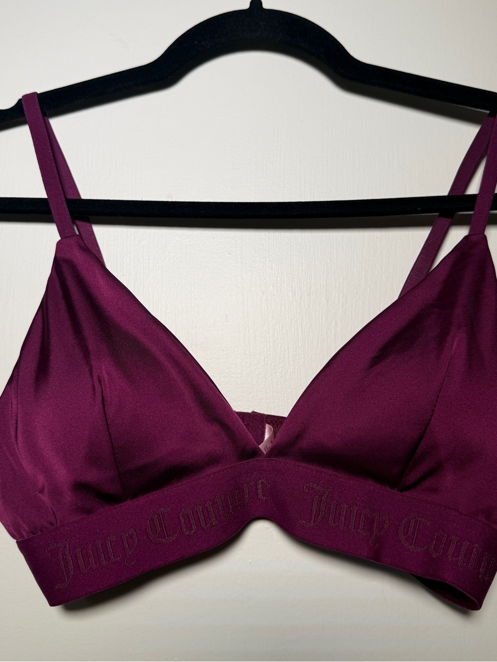 Juicy Couture Sleepwear Plum Wireless Bralette with Elastic Logo Band Medium